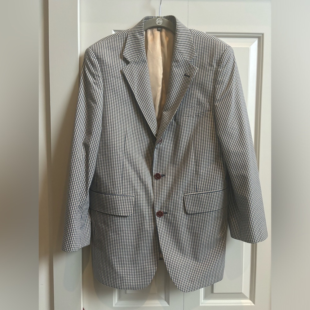ORVIS- 3 button gingham check sports coat jacket dress casual preppy outdoors